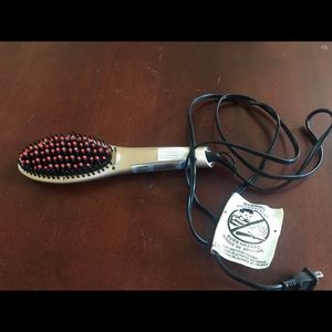 Hair straightening brush, hot brush flat iron